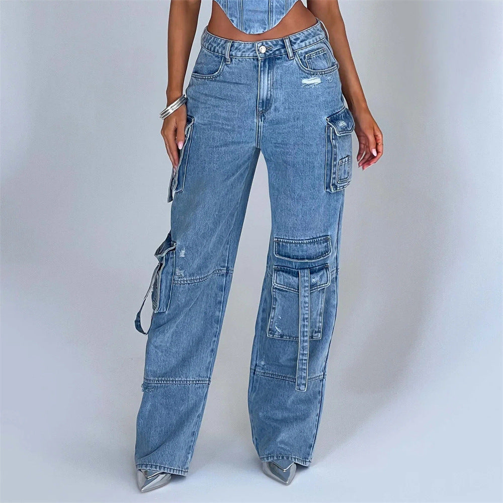 Completo da donna con top e pantaloni jeans