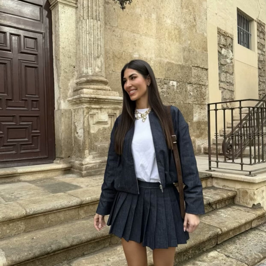 Completo in denim lavaggio scuro