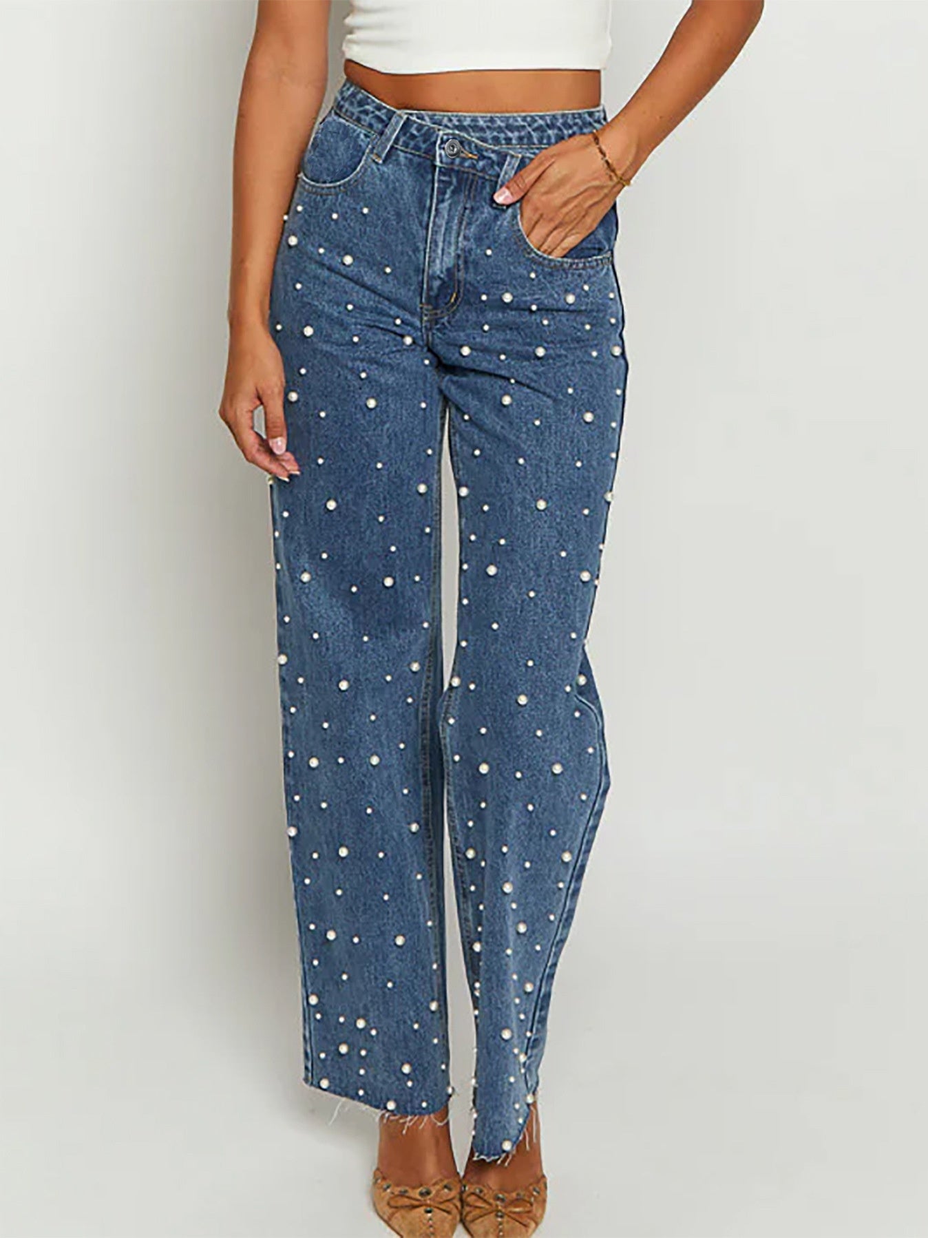 Jeans con perle